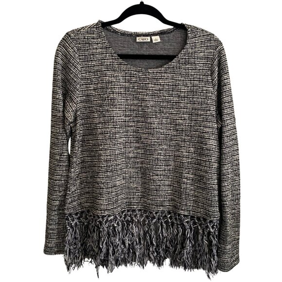 Cato Pull Over Fringe Hem Sweater - Marled Grey - Size L - Picture 1 of 3